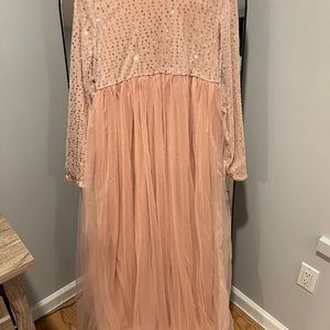 Pink sequin and tulle maternity dress-Medium
